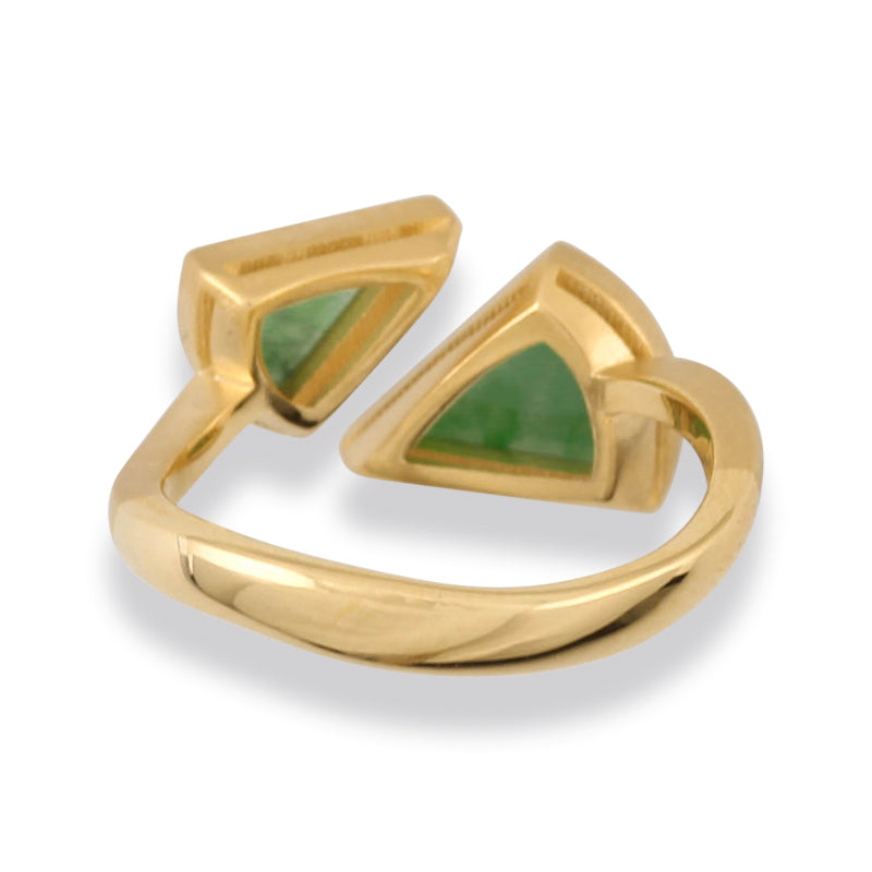 18K YELLOW GOLD GREEN JADEITE JADE BYPASS RING UPC #369054