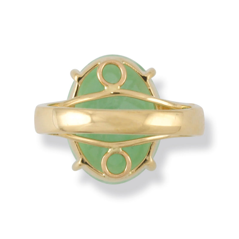 14K YELLOW GOLD GREEN JADEITE JADE CARVED FLORAL RING UPC #369610