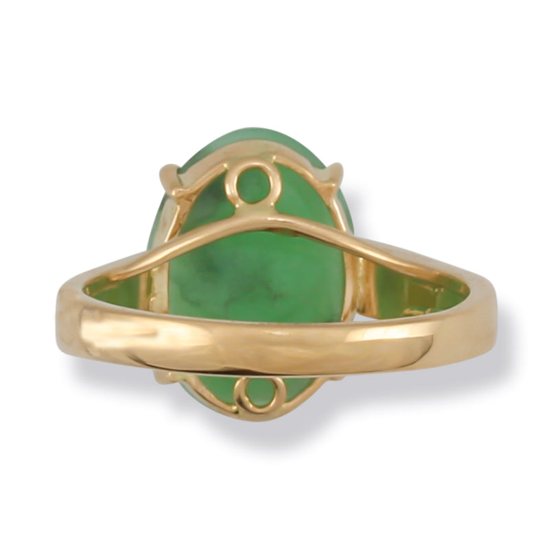 14K YELLOW GOLD GREEN JADEITE JADE CARVED DRAGON RING UPC #373686