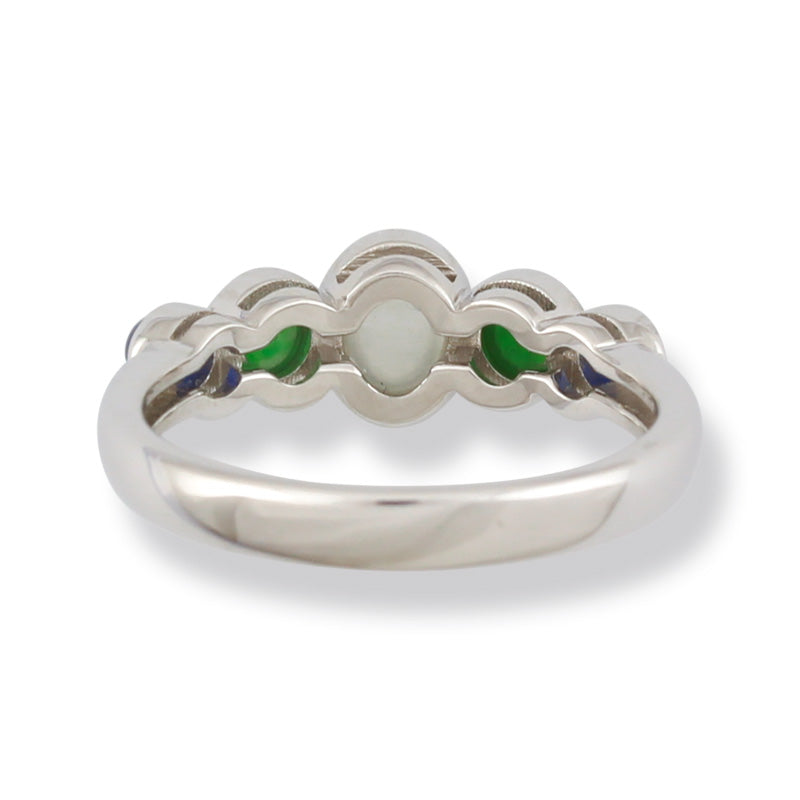 18K WHITE GOLD ICE JADEITE JADE BAND RING UPC #375604