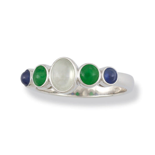 18K WHITE GOLD ICE JADEITE JADE BAND RING UPC #375604