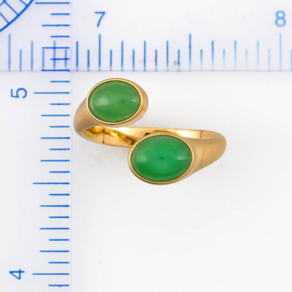 18K YELLOW GOLD GREEN JADEITE JADE BYPASS RING UPC #375949