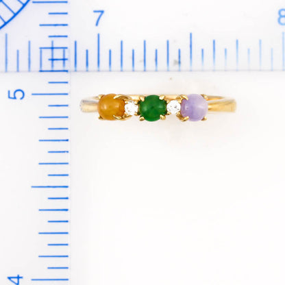 14K YELLOW GOLD RAINBOW JADEITE JADE BAND RING UPC #375666