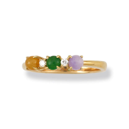 14K YELLOW GOLD RAINBOW JADEITE JADE BAND RING UPC #375666