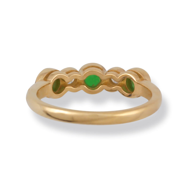 14K YELLOW GOLD GREEN JADEITE JADE BAND RING UPC #376540