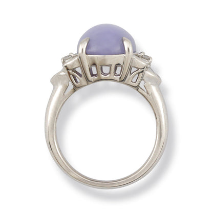 PLATINUM LAVENDER JADEITE JADE ESTATE RING UPC #376908