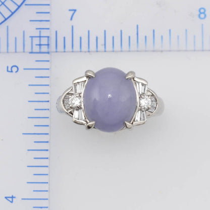 PLATINUM LAVENDER JADEITE JADE ESTATE RING UPC #376908