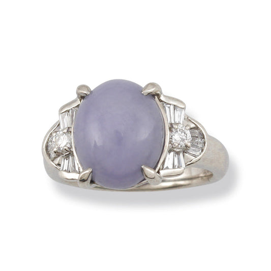 PLATINUM LAVENDER JADEITE JADE ESTATE RING UPC #376908