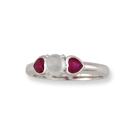 18K WHITE GOLD ICE JADEITE JADE AND RUBY RING UPC #377608