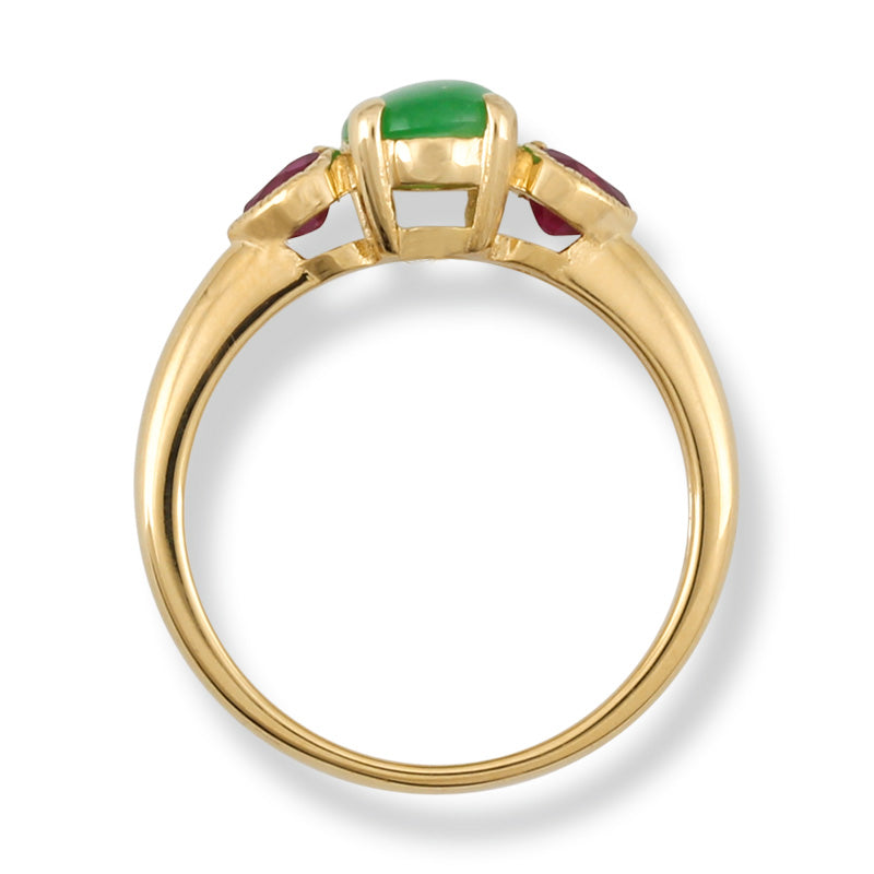 18K YELLOW GOLD GREEN JADEITE JADE RING UPC #379466