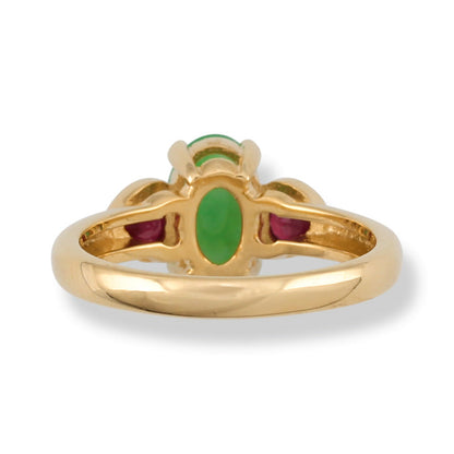 18K YELLOW GOLD GREEN JADEITE JADE RING UPC #379466