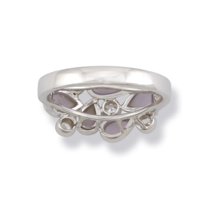 14K WHITE GOLD LAVENDER JADEITE JADE & DIAMOND RING UPC #382541