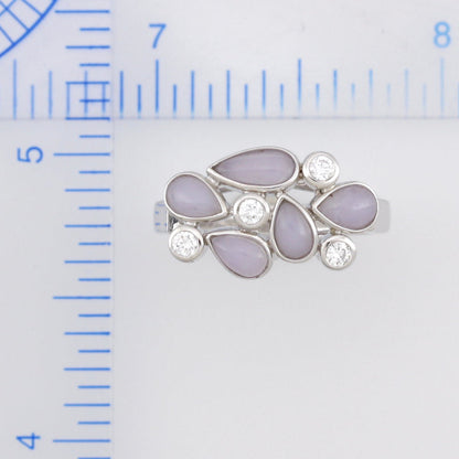 14K WHITE GOLD LAVENDER JADEITE JADE & DIAMOND RING UPC #382541