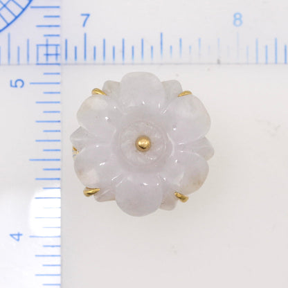 14K YELLOW GOLD WHITE JADEITE JADE FLOWER RING UPC #383661