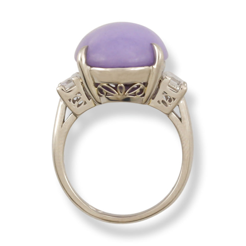 Platinum Lavender Jadeite Jade and Diamond Ring | UPC #385306