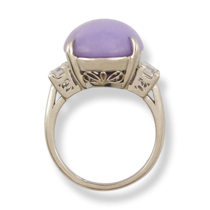 Platinum Lavender Jadeite Jade and Diamond Ring | UPC #385306