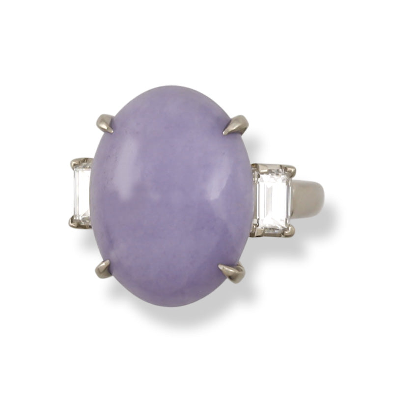 Platinum Lavender Jadeite Jade and Diamond Ring | UPC #385306