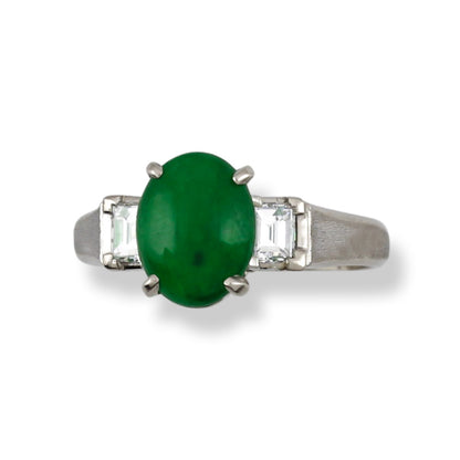 Platinum Green Jadeite Jade and Diamond Ring | UPC #391123