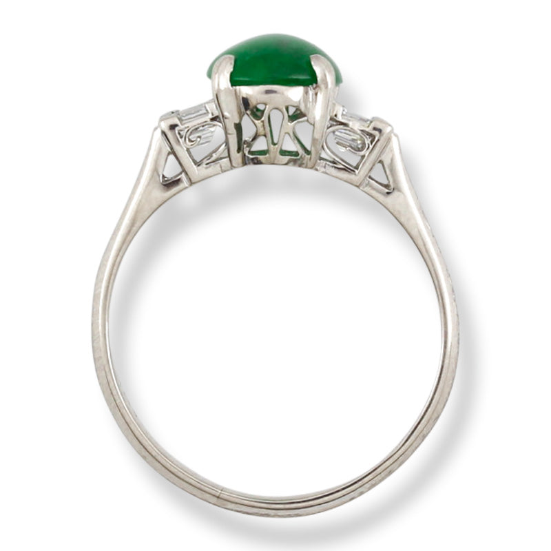 Platinum Green Jadeite Jade and Diamond Ring | UPC #391123