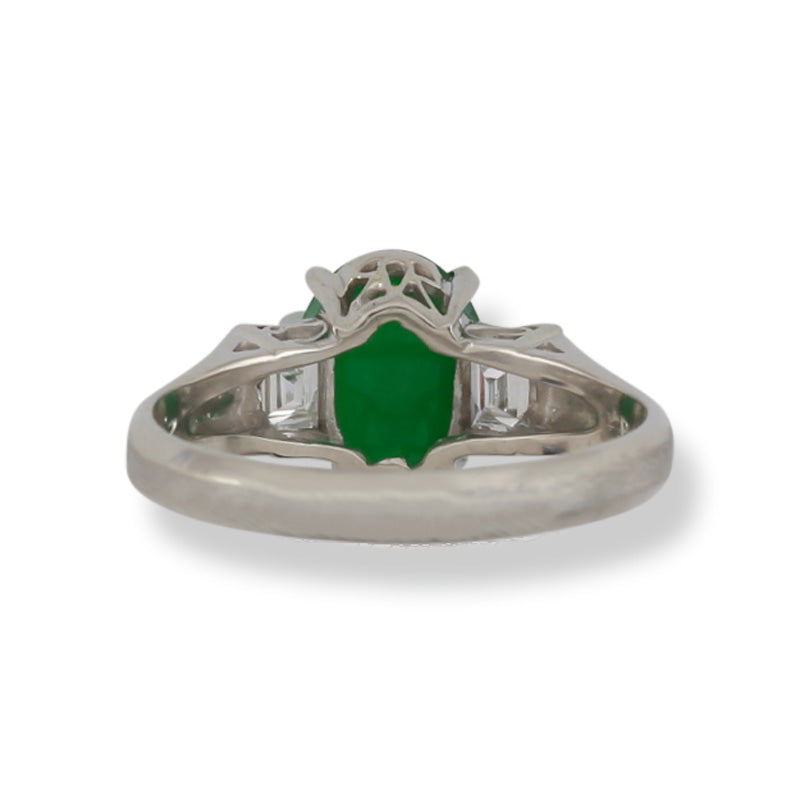 Platinum Green Jadeite Jade and Diamond Ring | UPC #391123