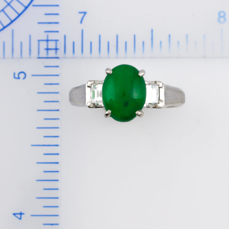 Platinum Green Jadeite Jade and Diamond Ring | UPC #391123