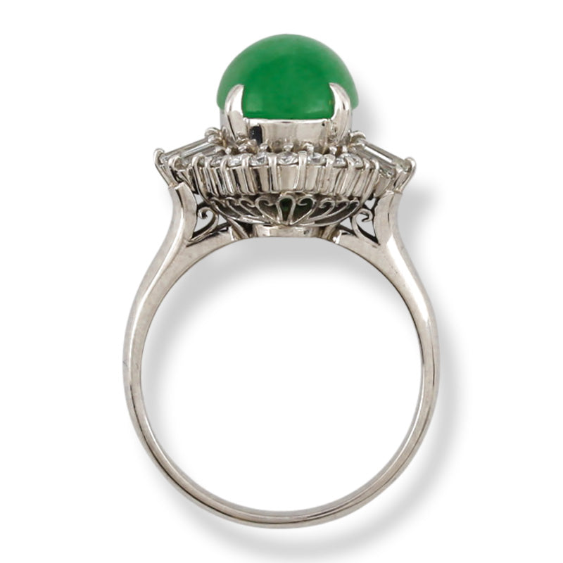 Platinum Jade Estate Jewelry | Vintage Jadeite Jade and Diamond Ring for Women | UPC #385351