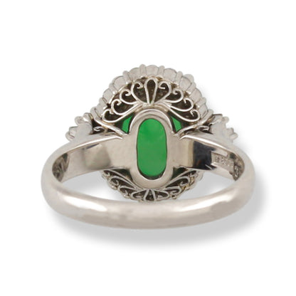 Platinum Jade Estate Jewelry | Vintage Jadeite Jade and Diamond Ring for Women | UPC #385351