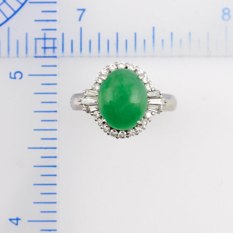 Platinum Jade Estate Jewelry | Vintage Jadeite Jade and Diamond Ring for Women | UPC #385351