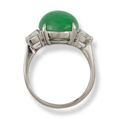 Platinum Apple Green Jadeite Jade and Diamond Ring | UPC #385368