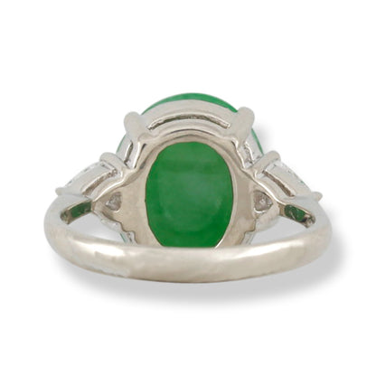 Platinum Apple Green Jadeite Jade and Diamond Ring | UPC #385368