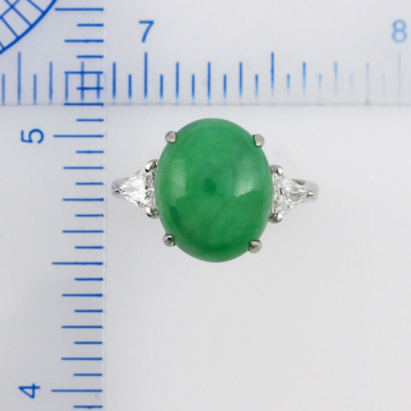 Platinum Apple Green Jadeite Jade and Diamond Ring | UPC #385368