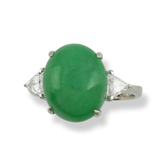 Platinum Apple Green Jadeite Jade and Diamond Ring | UPC #385368