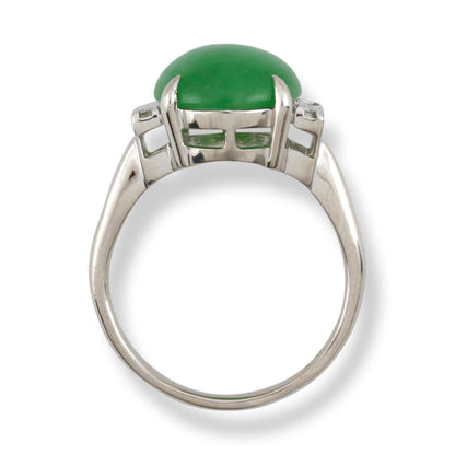 PLATINUM & APPLE GREEN JADEITE JADE RING UPC #385375