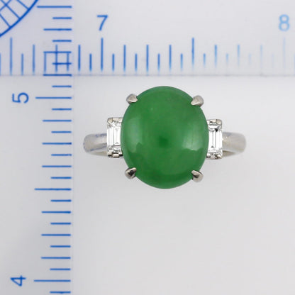 PLATINUM & APPLE GREEN JADEITE JADE RING UPC #385375