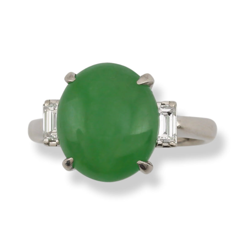 PLATINUM & APPLE GREEN JADEITE JADE RING UPC #385375