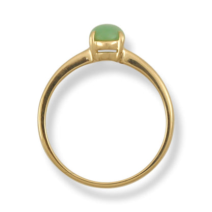 14K YELLOW GOLD GREEN JADEITE JADE RING UPC #387287