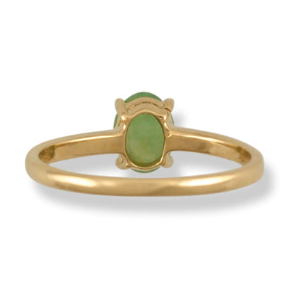 14K YELLOW GOLD GREEN JADEITE JADE RING UPC #387287