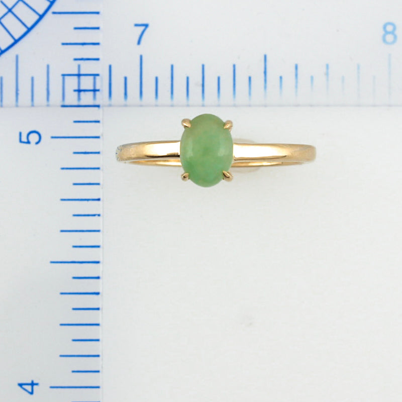 14K YELLOW GOLD GREEN JADEITE JADE RING UPC #387287