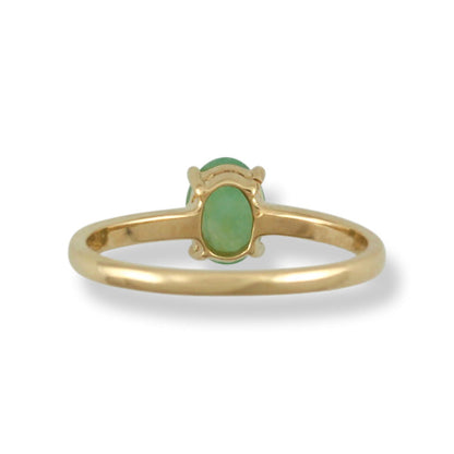 14K YELLOW GOLD GREEN JADEITE JADE RING UPC #387294