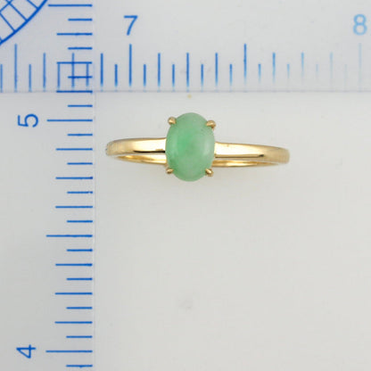 14K YELLOW GOLD GREEN JADEITE JADE RING UPC #387294