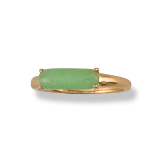 14K Green Jadeite Jade Saddle Ring | UPC #389977