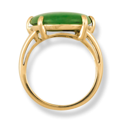 14K YELLOW GOLD GREEN JADEITE JADE RING UPC #390515