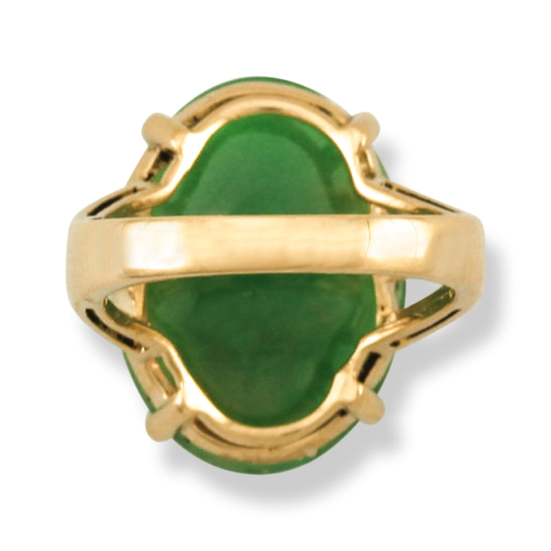 14K YELLOW GOLD GREEN JADEITE JADE RING UPC #390515