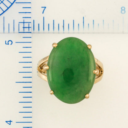 14K YELLOW GOLD GREEN JADEITE JADE RING UPC #390515