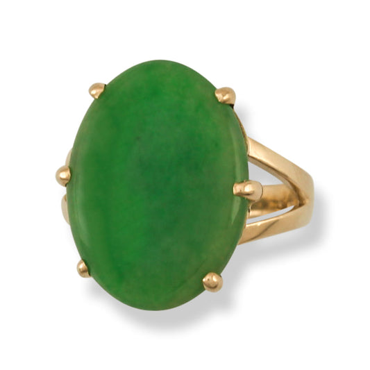 Jadeite Jade Fashion Ring for Women in 14K Yellow Gold | UPC #390515