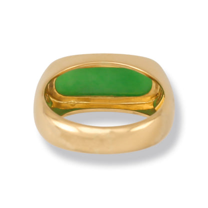 ESTATE 18K YELLOW GOLD GREEN JADEITE JADE SADDLE RING UPC #391413