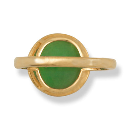 18K YELLOW GOLD GREEN JADEITE JADE DISC RING UPC #359482