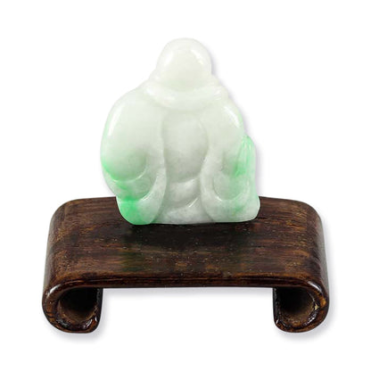 14K GREEN JADEITE JADE CARVED SITTING BUDDHA STATUARY UPC #057357