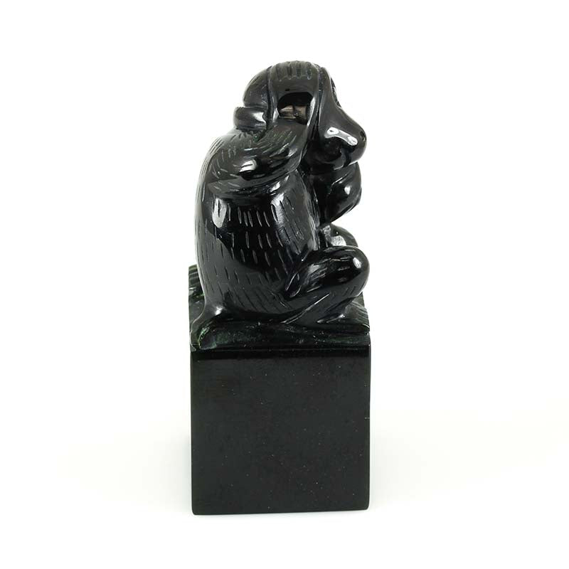 BLACK NEPHRITE JADE MONKEY STATUARY UPC #095724