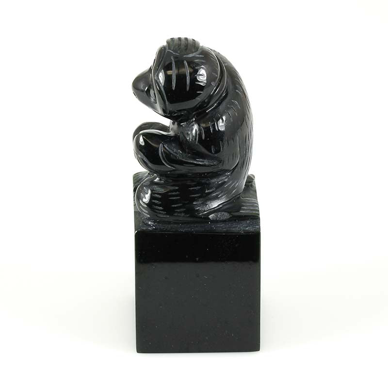 BLACK NEPHRITE JADE MONKEY STATUARY UPC #095724